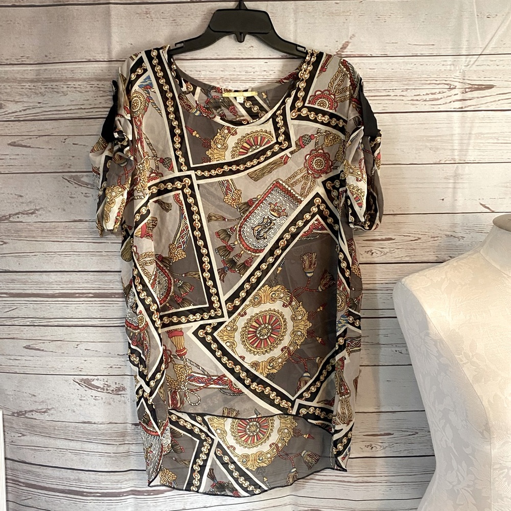 Gianni Bini sheer nautical print tunic size medium